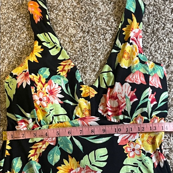 Tropical Floral Midi Dress - Black and Multicolor - Picture 6 of 12